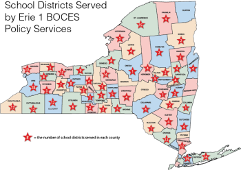 map of school districts served by Erie 1 BOCES Policy Services