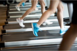 photo of legs running on a treadmill