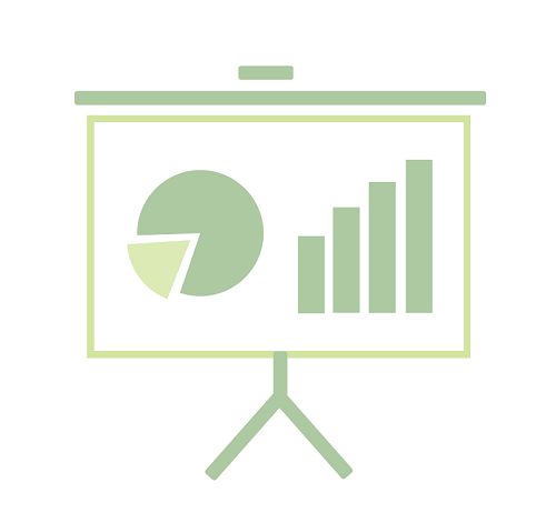 icon of a presentation featuring charts and graphs