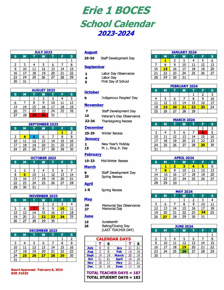 2023-2024 E1B Instructional Calendar
