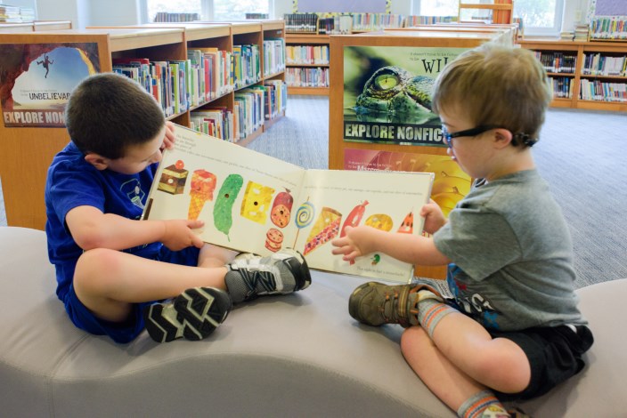 Students reading together